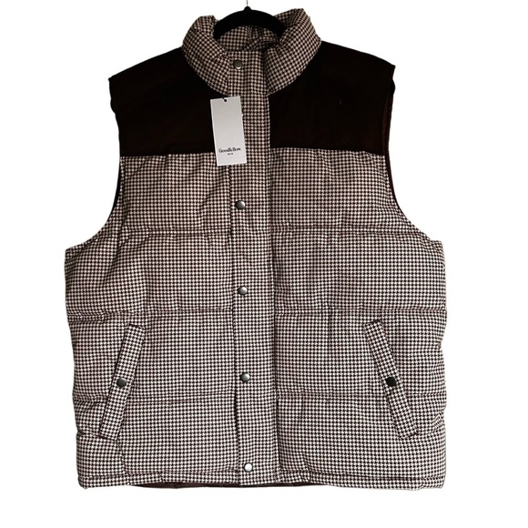 Goodfellow & Co Brown Houndstooth Puffer Vest - Picture 1 of 4